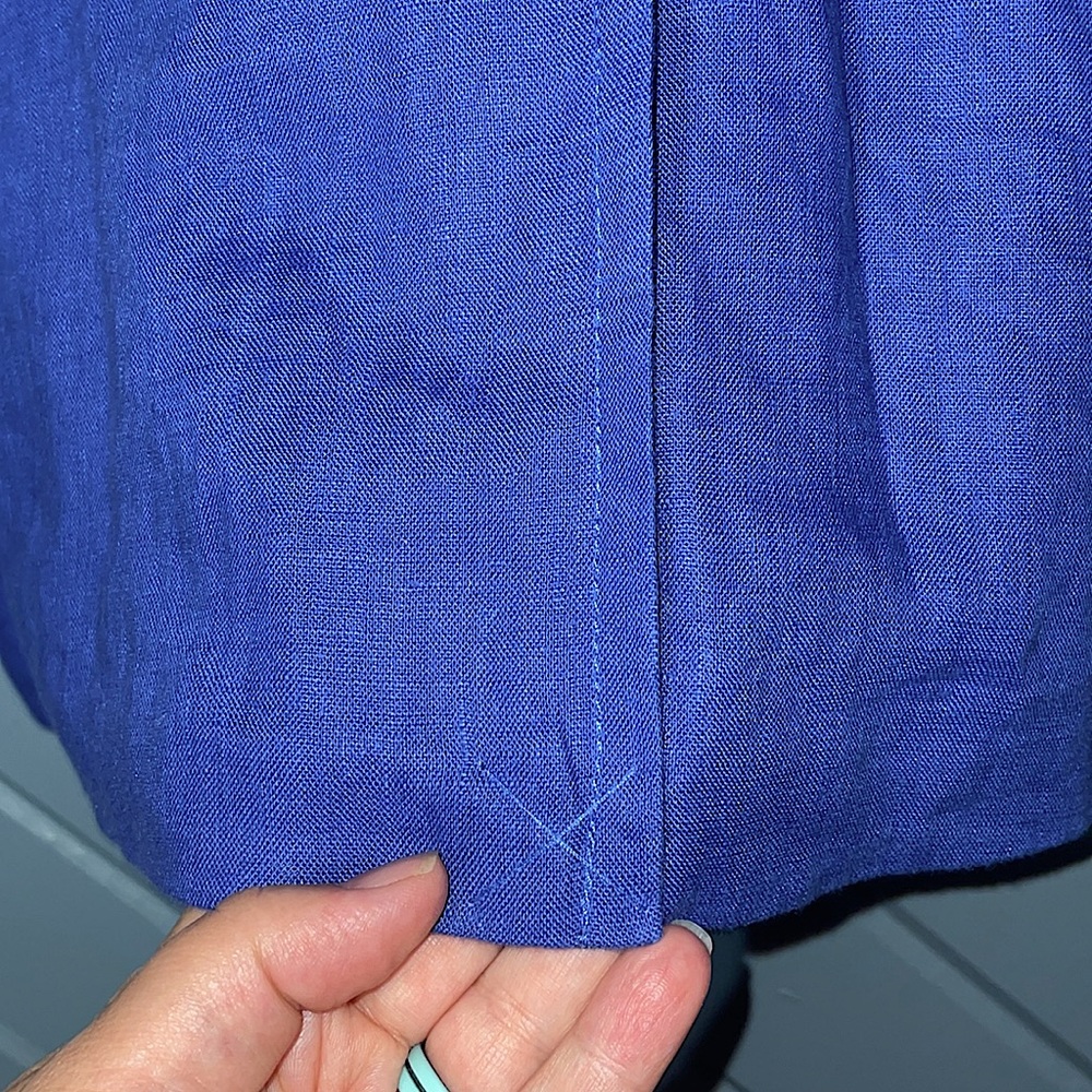 Madewell Linen Double Breasted Blue Crossover Blazer - Picture 10 of 11